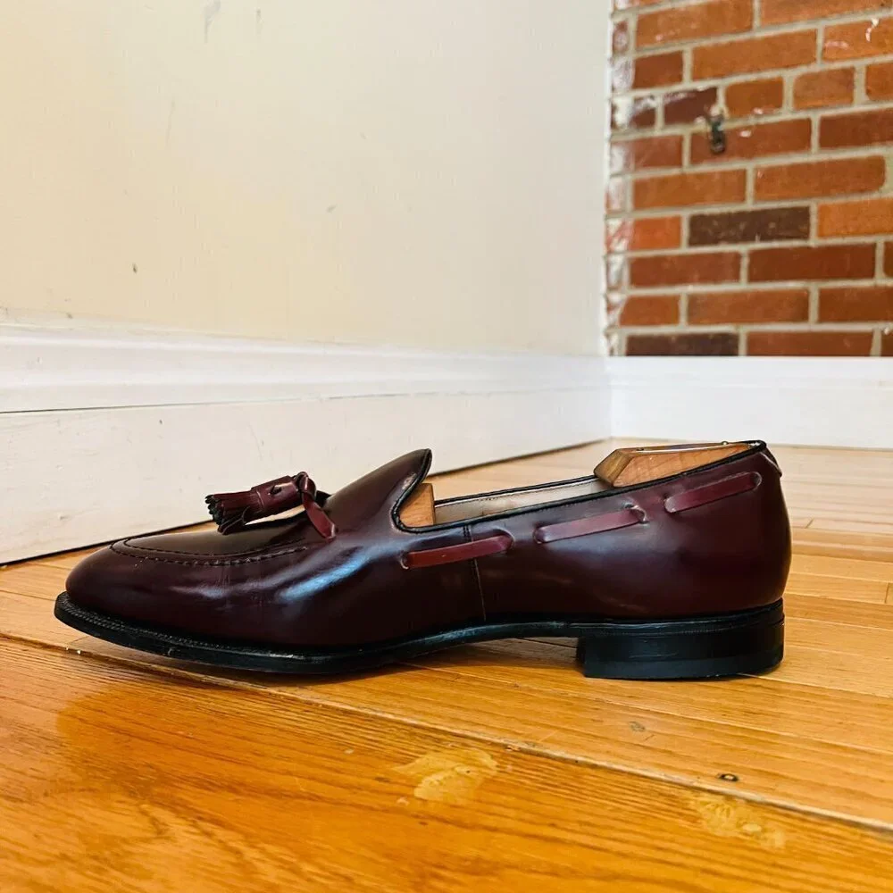 Johnston Murphy Optima Loafer Shoes Mens 12 D Dark Burgundy Tassel Brogue